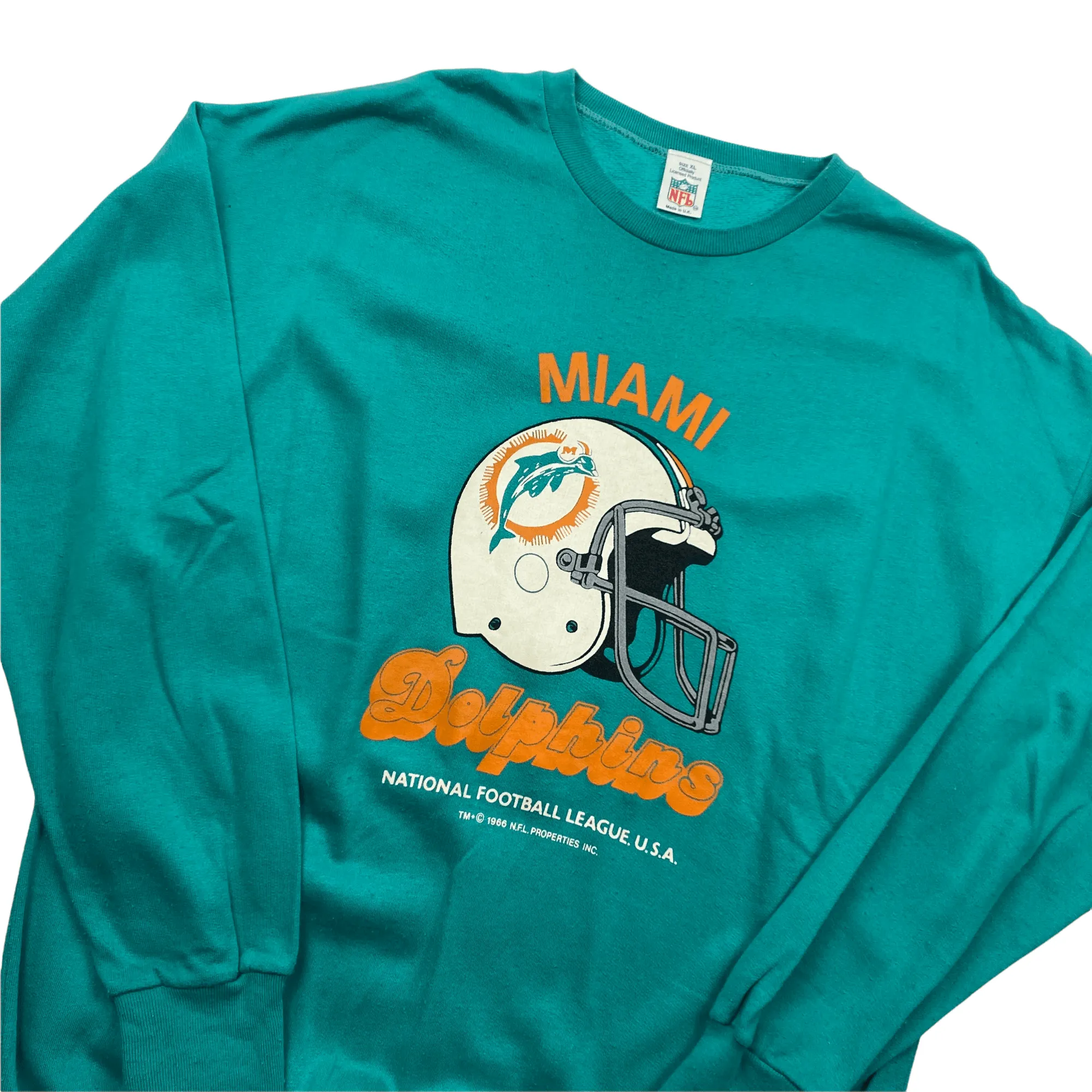 Vintage 60s Blue NFL Miami Dolphins Spell-Out Sweatshirt - Extra Large