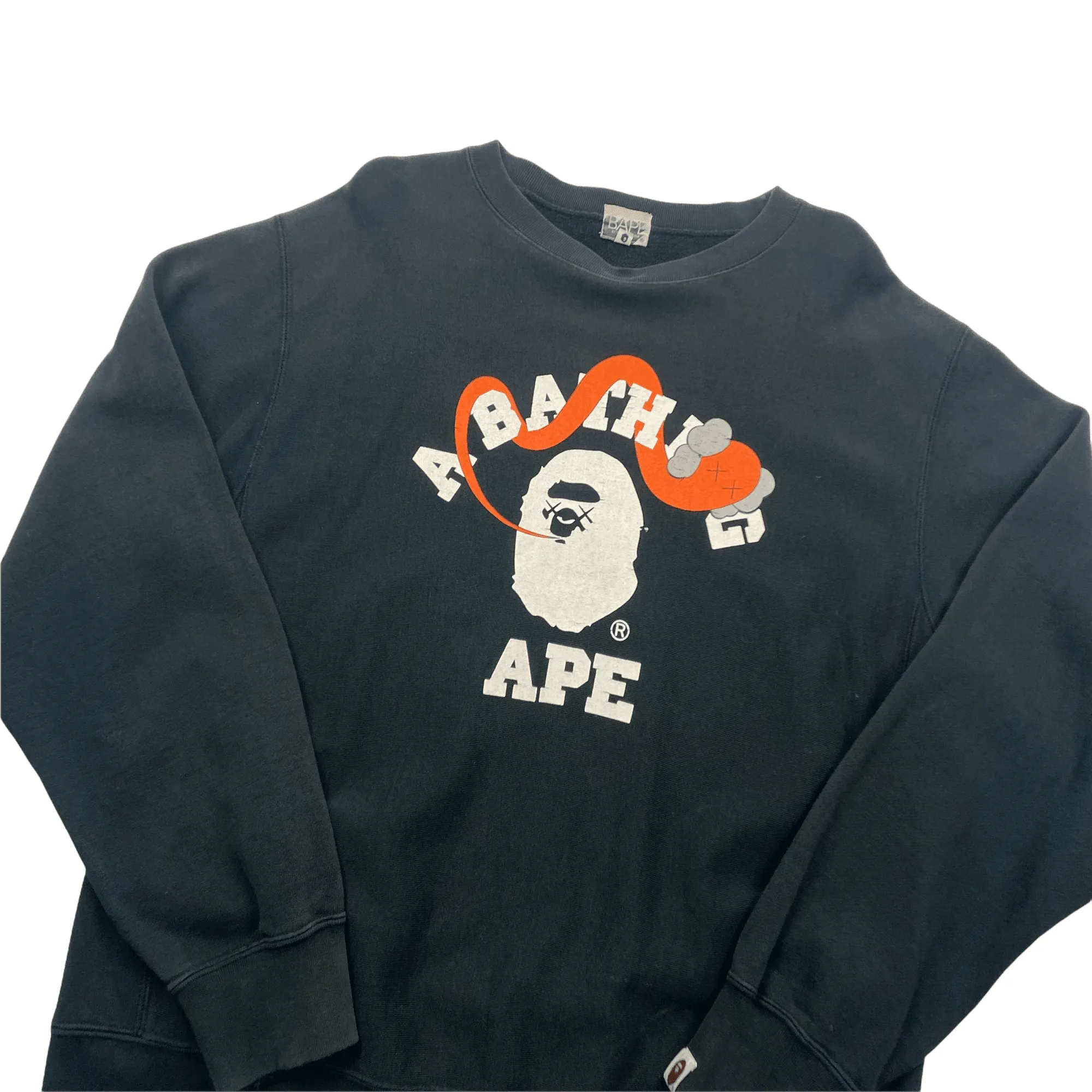 Vintage 90s Black A Bathing Ape (BAPE) x Kaws Sweatshirt - Medium