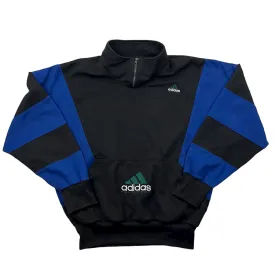 Vintage 90s Black   Blue Adidas Equipment Quarter Zip Sweatshirt - Extra Large