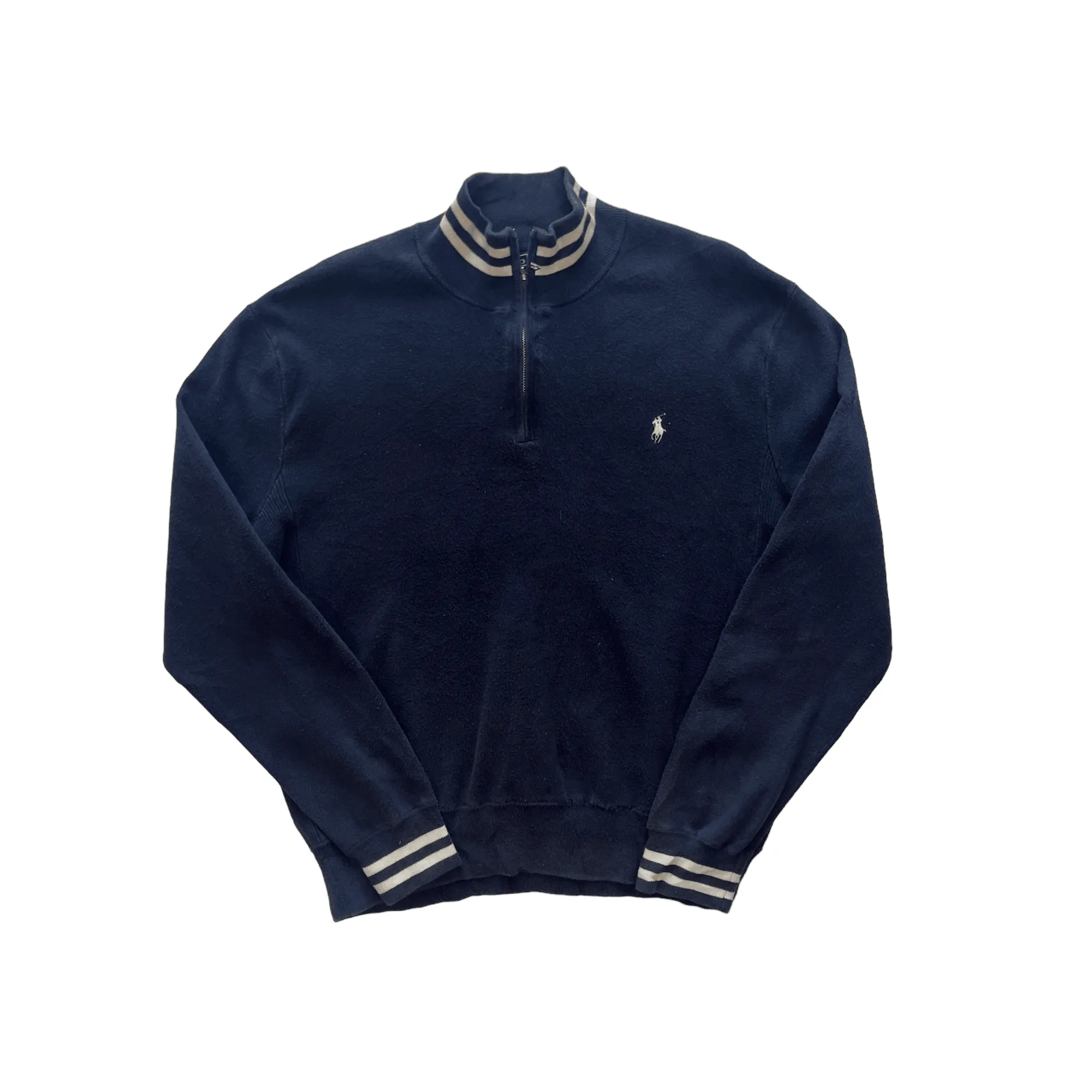 Vintage 90s Blue Polo Ralph Lauren Quarter Zip Sweatshirt - Extra Large (Recommended Size - Large)