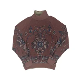 Vintage 90s Brown CP Company Paisley Mock Neck Sweatshirt - Large