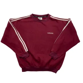 Vintage 90s Burgundy   White Adidas Spell-Out Sweatshirt - Small