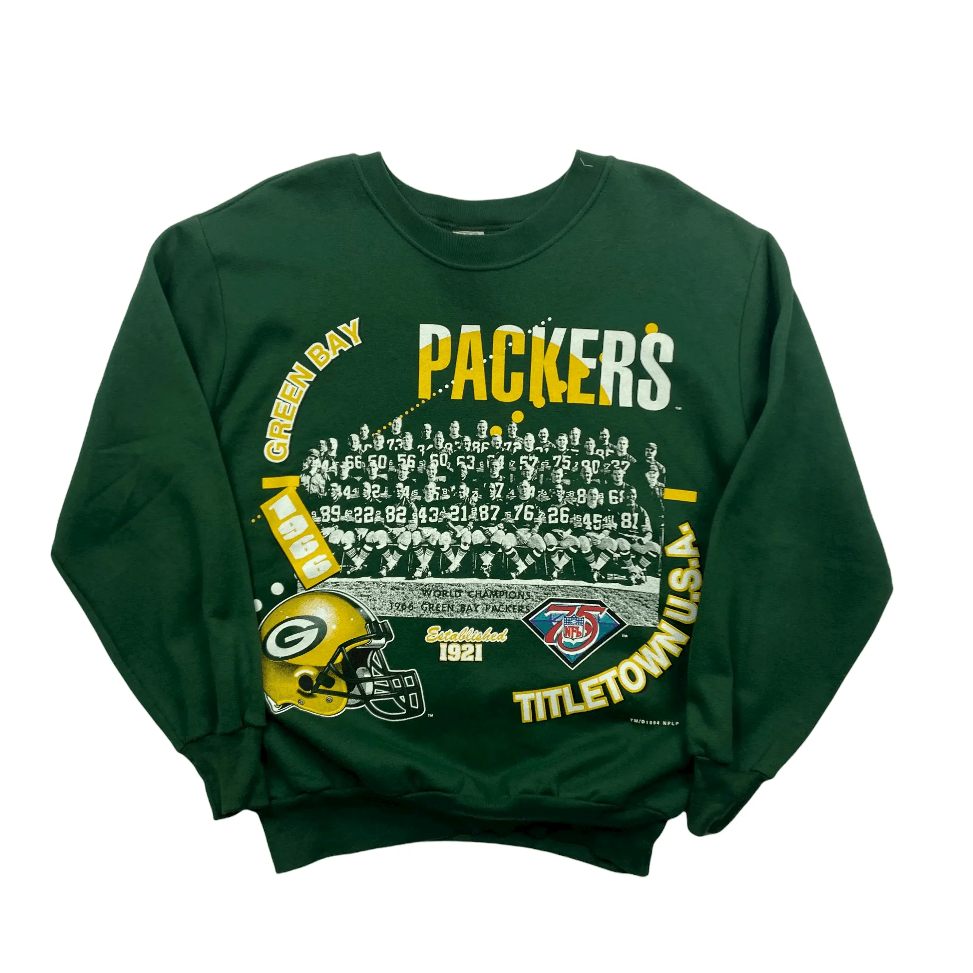 Vintage 90s Green NFL Green Bay Packers Spell-Out Sweatshirt - Large (Recommended Size - Medium)