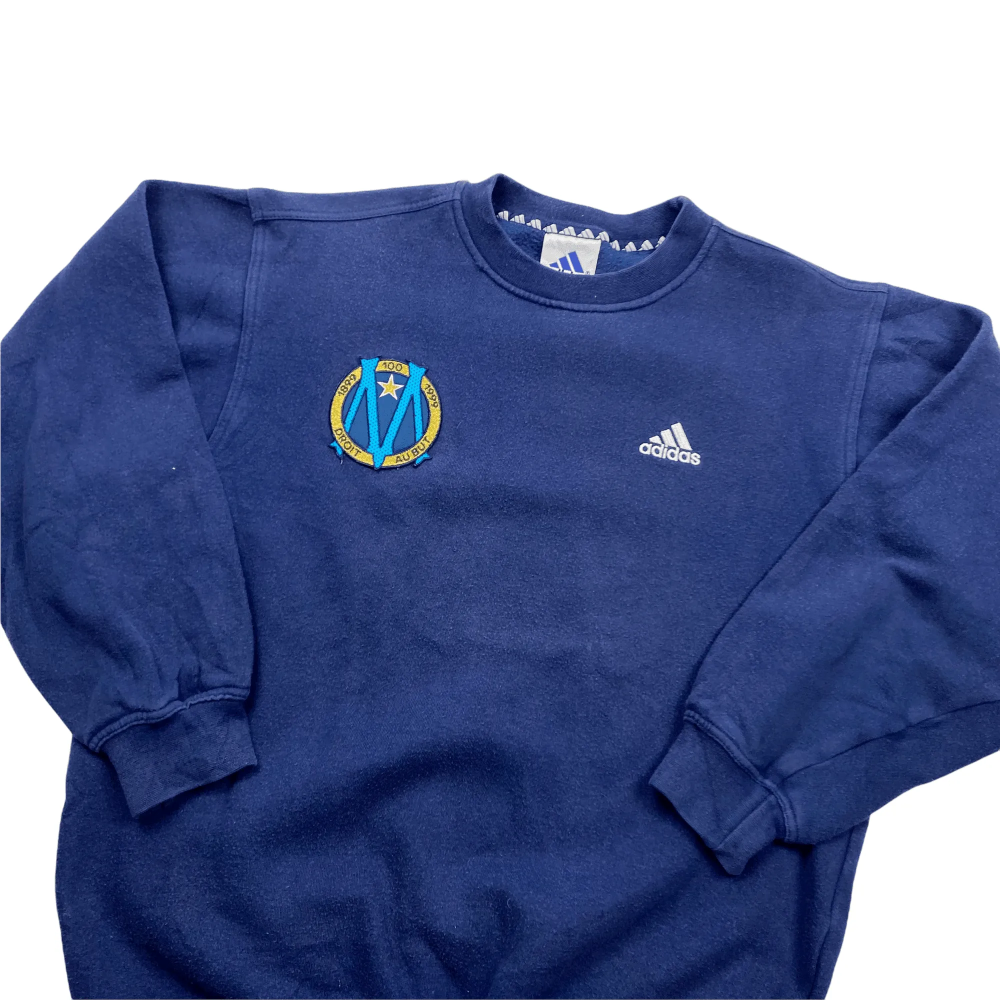 Vintage 90s Navy Blue Adidas Marseille Football Sweatshirt - Small