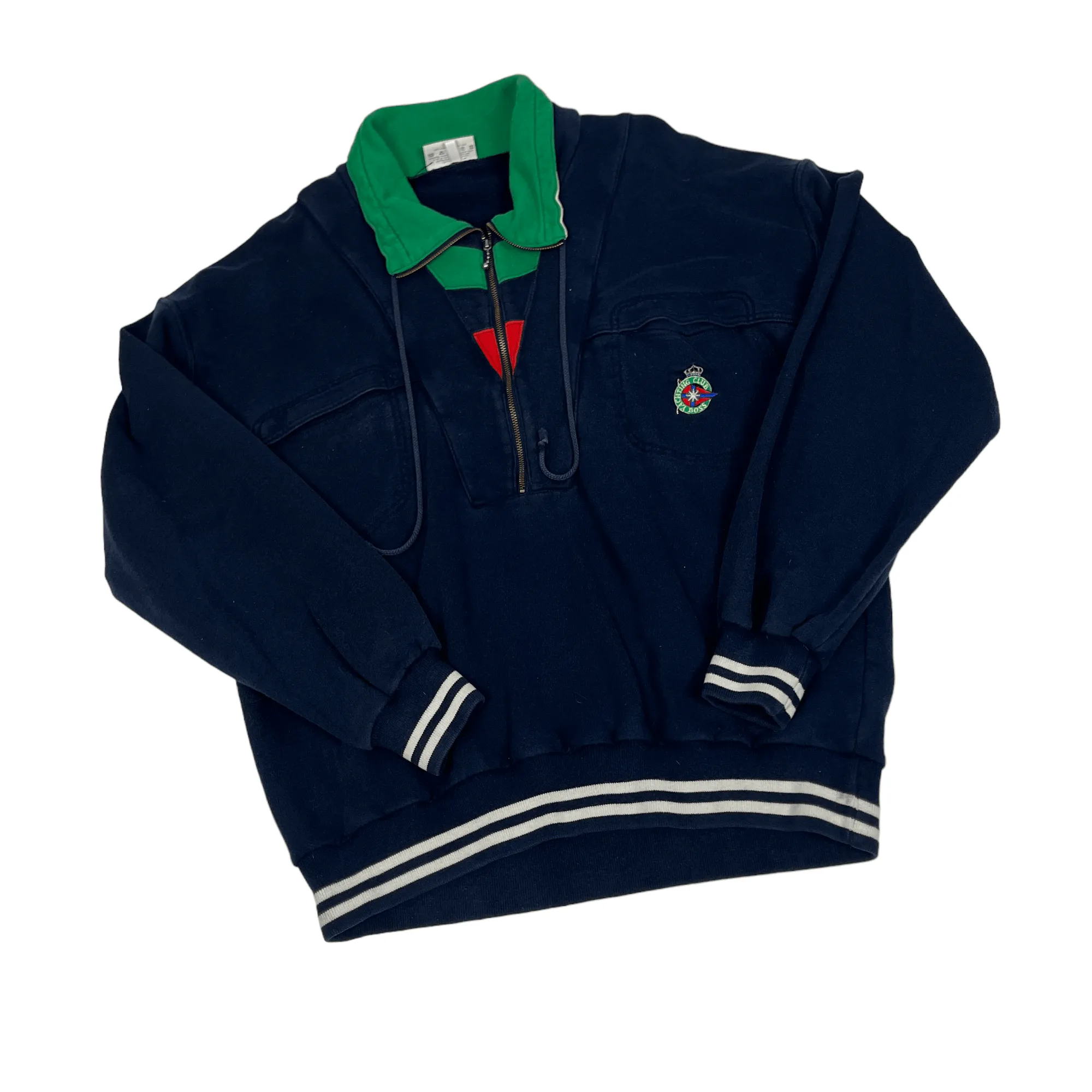 Vintage 90s Navy Blue Hugo Boss Yacht Club Sweatshirt - Medium (Recommended Size - Large)