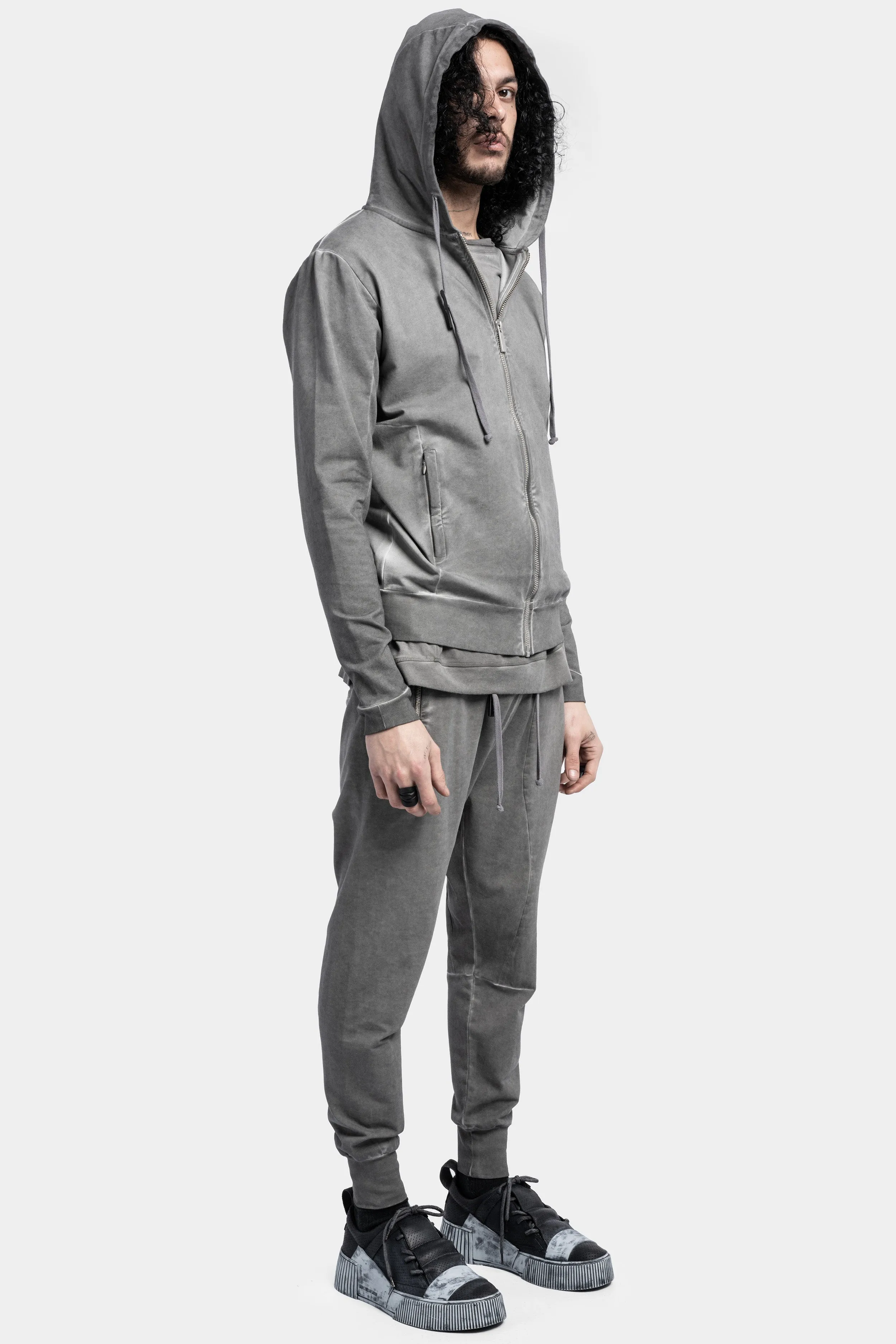 Zip hoodie pullover, Cold Dye Grey