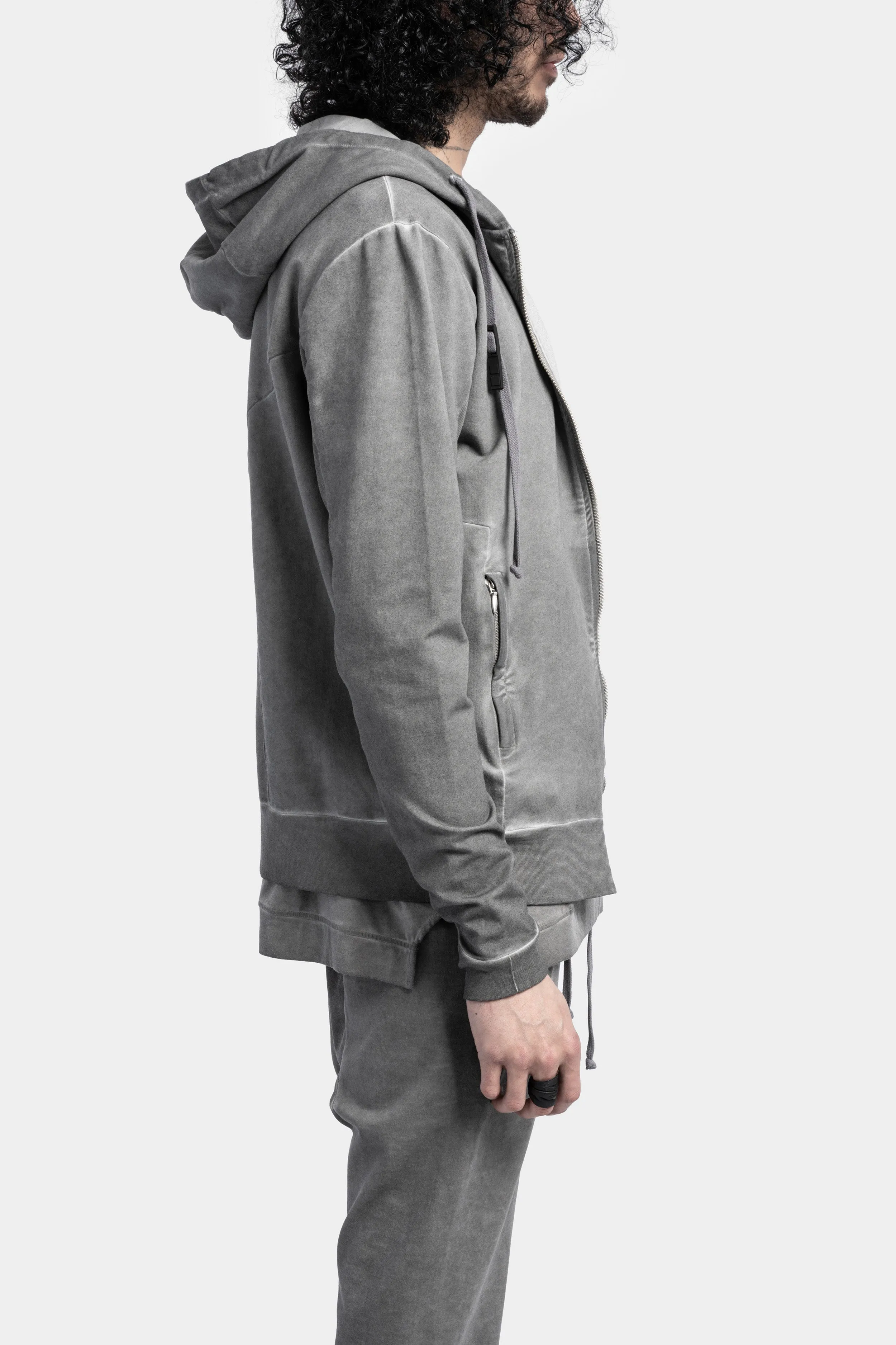 Zip hoodie pullover, Cold Dye Grey